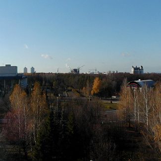 Панорама ЦПКиО им. М. Гафури Башкортостан: Уфа: Вид на ЦПКиО им. М. Гафури из отеля AZIMUT